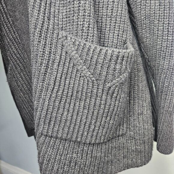 Anthropologie KNITTED & KNOTTED Posie Cardigan Lrg Gray Elbow Balloon Sleeve - Picture 3 of 11